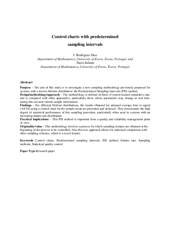 (PDF) Control charts with predetermined sampling intervals