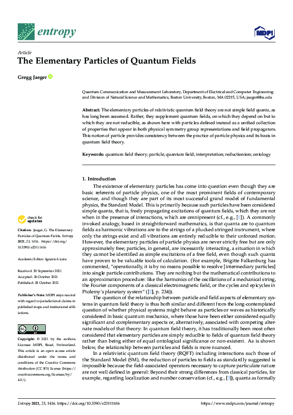 (PDF) The Elementary Particles of Quantum Fields