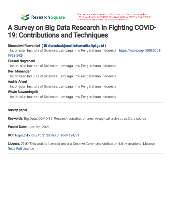 (PDF) A Survey on Big Data Research in Fighting COVID-19: Contributions ...