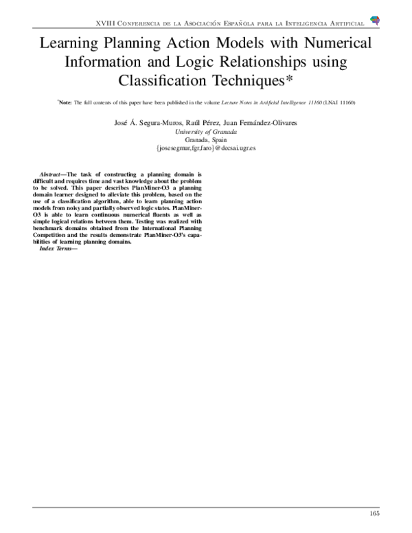 (PDF) Learning Planning Action Models with Numerical Information and ...