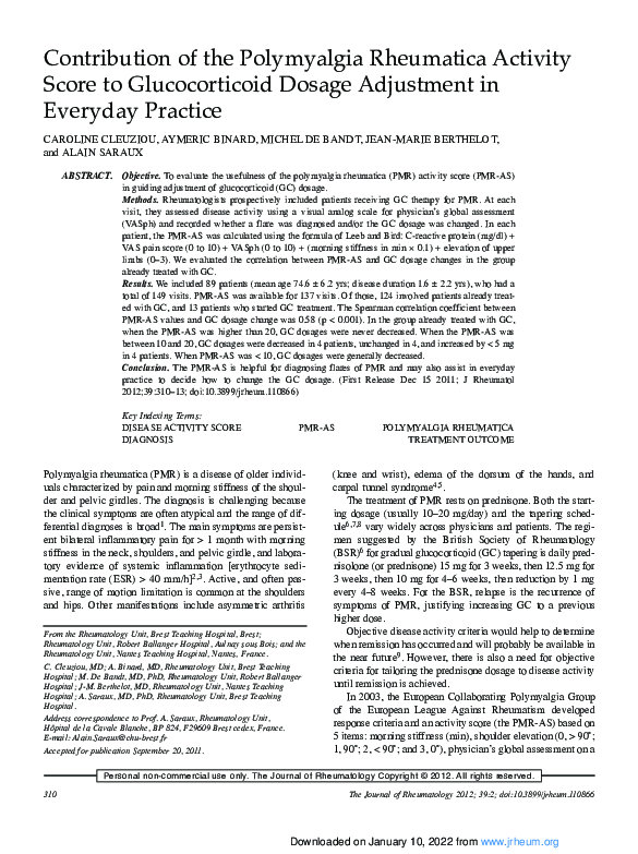 (PDF) 2; Personal non-commercial use only. The Journal of Rheumatology