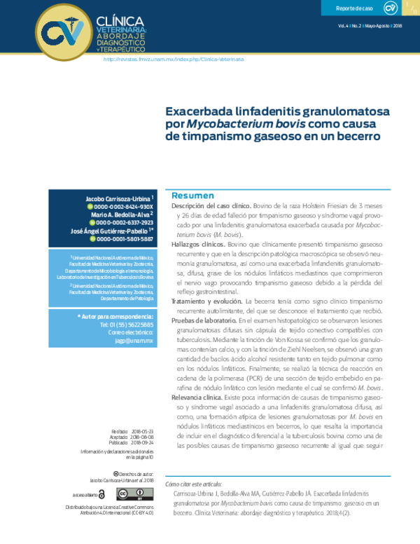 (PDF) Exacerbada linfadenitis granulomatosa por Mycobacterium bovis