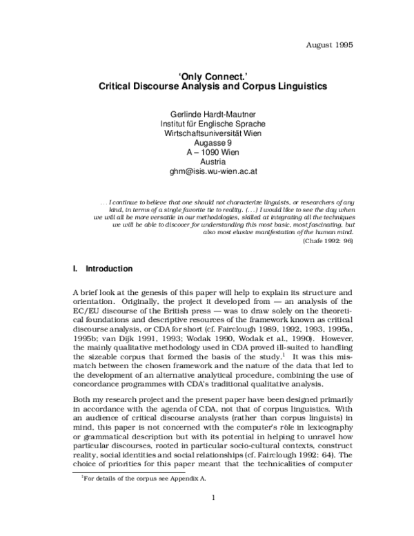 ONLY CONNECT CRITICAL DISCOURSE ANALYSIS AND CORPUS LINGUISTICS visual data 3