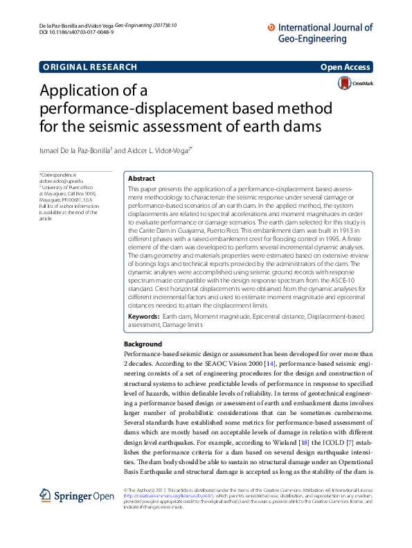 (PDF) Application of a performance-displacement based method for the ...
