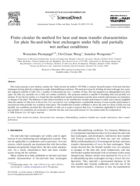 (PDF) Finite circular fin method for heat and mass transfer ...