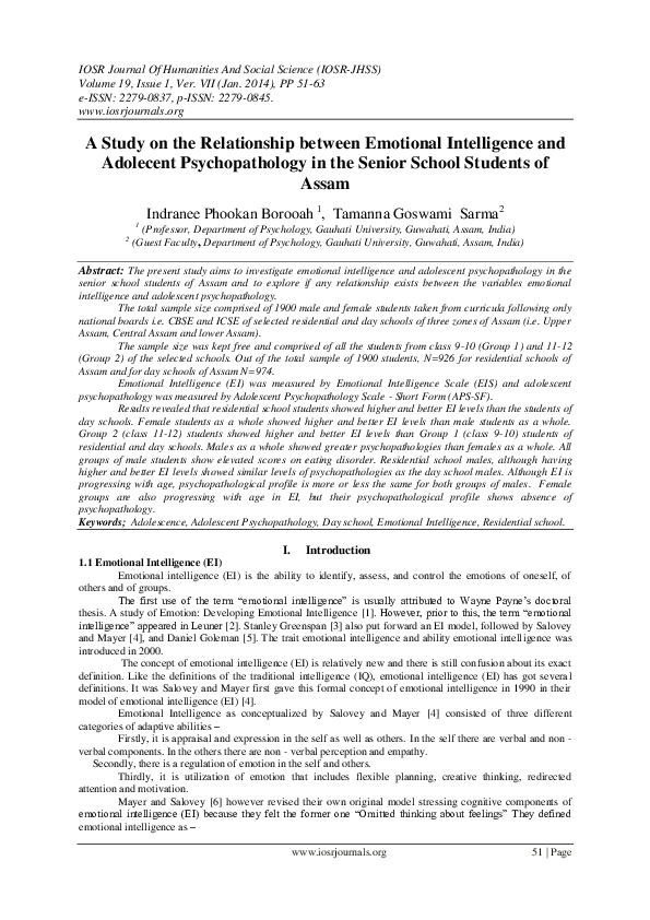 (PDF) A Study on the Relationship between Emotional Intelligence and ...