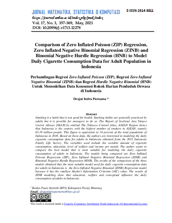 (PDF) Comparison of Zero Inflated Poisson (ZIP) Regression, Zero ...