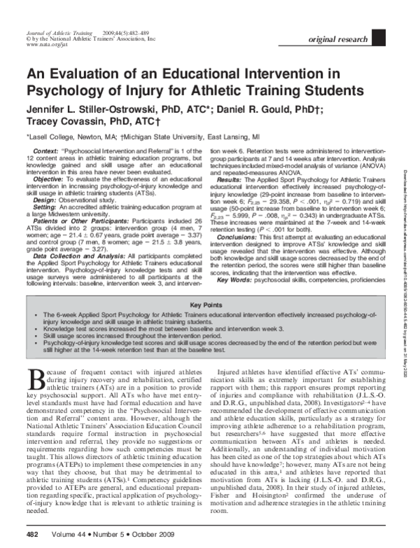 (PDF) An Evaluation of an Educational Intervention in Psychology of ...