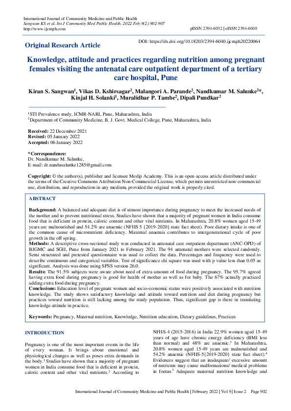 (PDF) Knowledge, attitude and practices regarding nutrition among ...