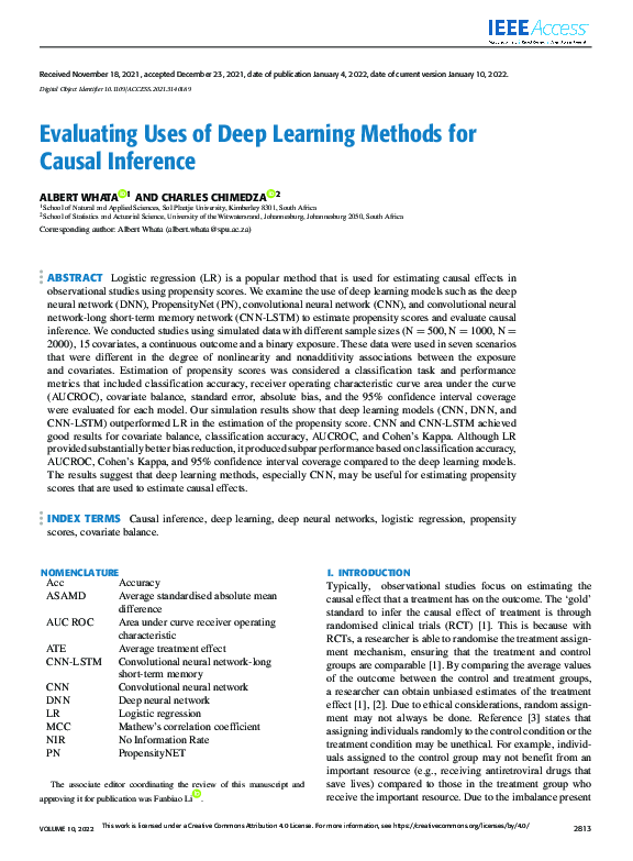 (PDF) Evaluating Uses of Deep Learning Methods for Causal Inference