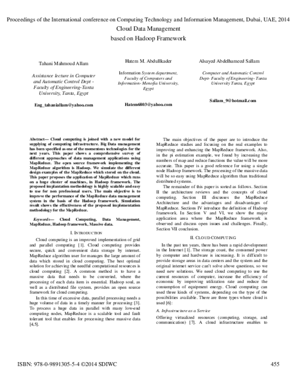 (PDF) Cloud Data Management based on Hadoop Framework