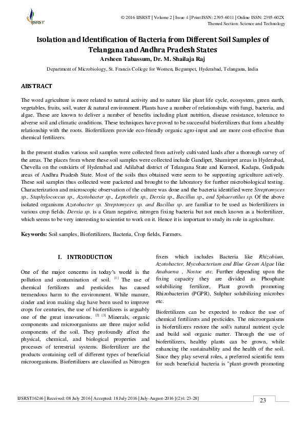 (PDF) Isolation and Identification of Bacteria from Different Soil ...