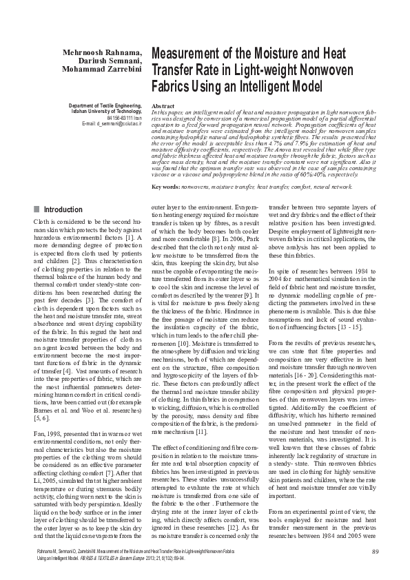 (PDF) Measurement of the Moisture and Heat Transfer Rate in Light ...