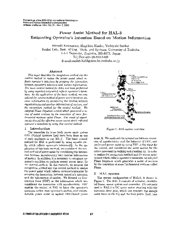 (PDF) Power assist method for HAL3 estimating operator's intention ...