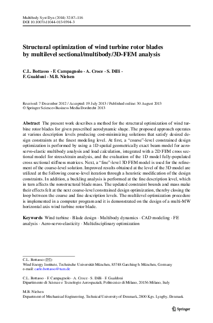 (PDF) Structural optimization of wind turbine rotor blades by ...