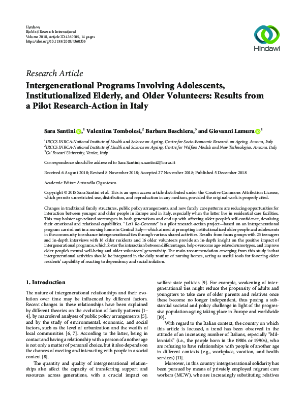 (PDF) Intergenerational Programs Involving Adolescents ...