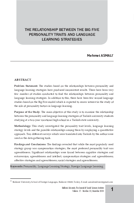 (PDF) The Relationship Between the Big Five Personality Traits and ...