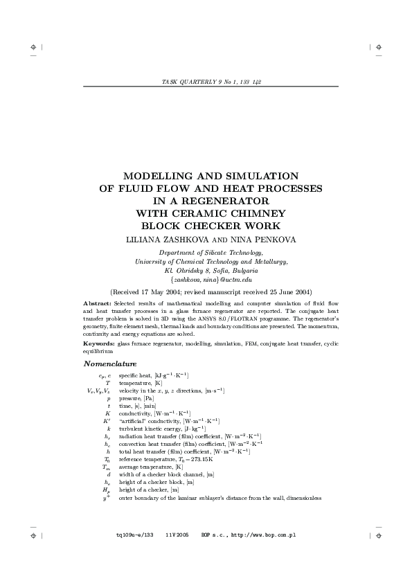 (PDF) Modelling and Simulation of Fluid Flow and Heat Processes in a ...