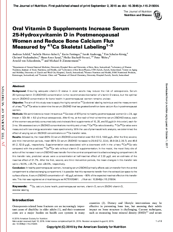 (PDF) Oral Vitamin D Supplements Increase Serum 25-Hydroxyvitamin D in ...
