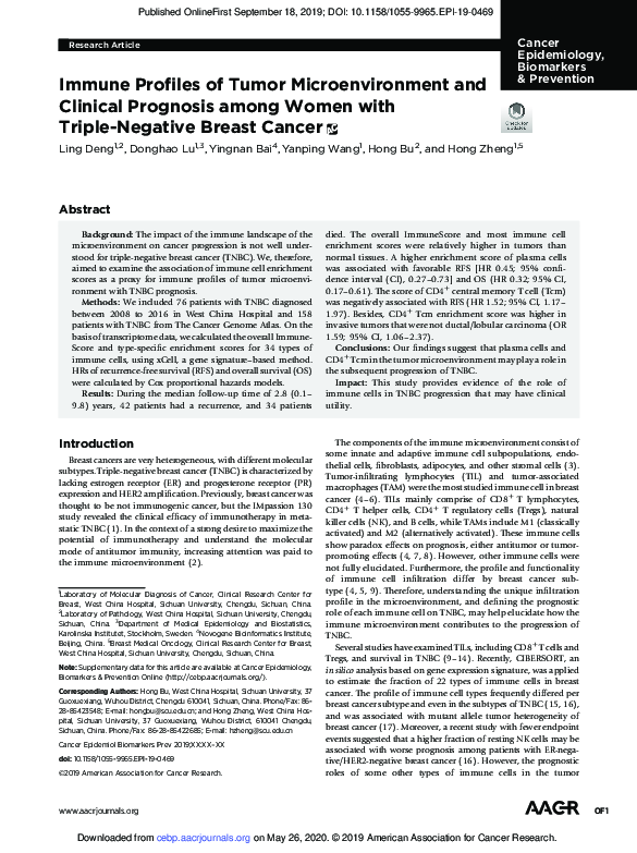 (PDF) Immune microenvironment of triple-negative breast cancer in ...