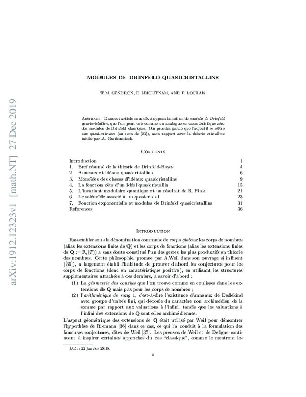 (PDF) Modules de Drinfeld Quasicristallins