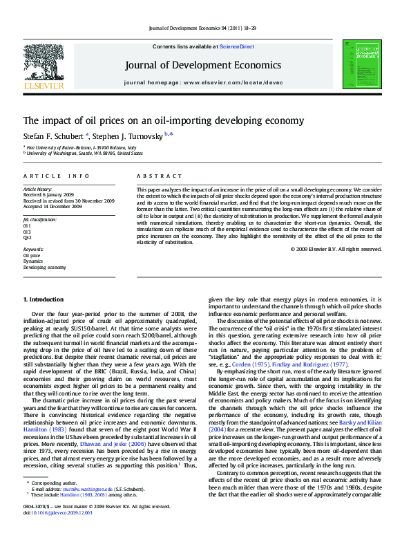 (PDF) The impact of oil prices on an oil-importing developing economy