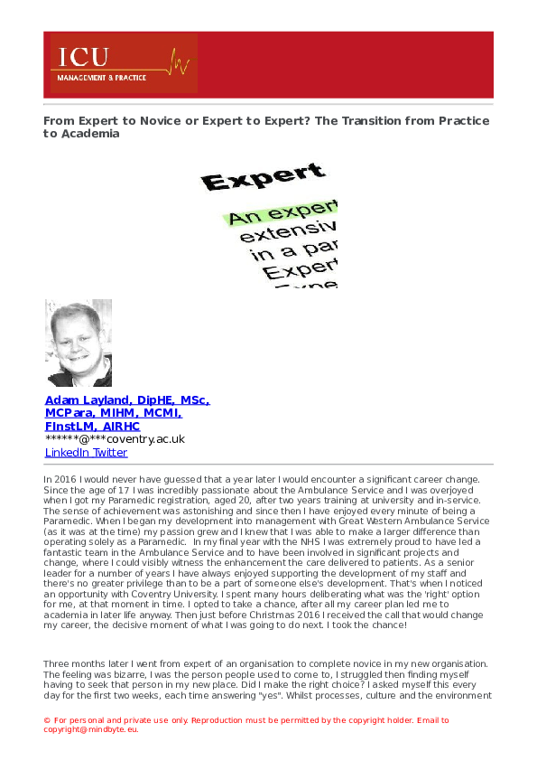(PDF) From Expert to Novice or Expert to Expert?: The Transition from ...