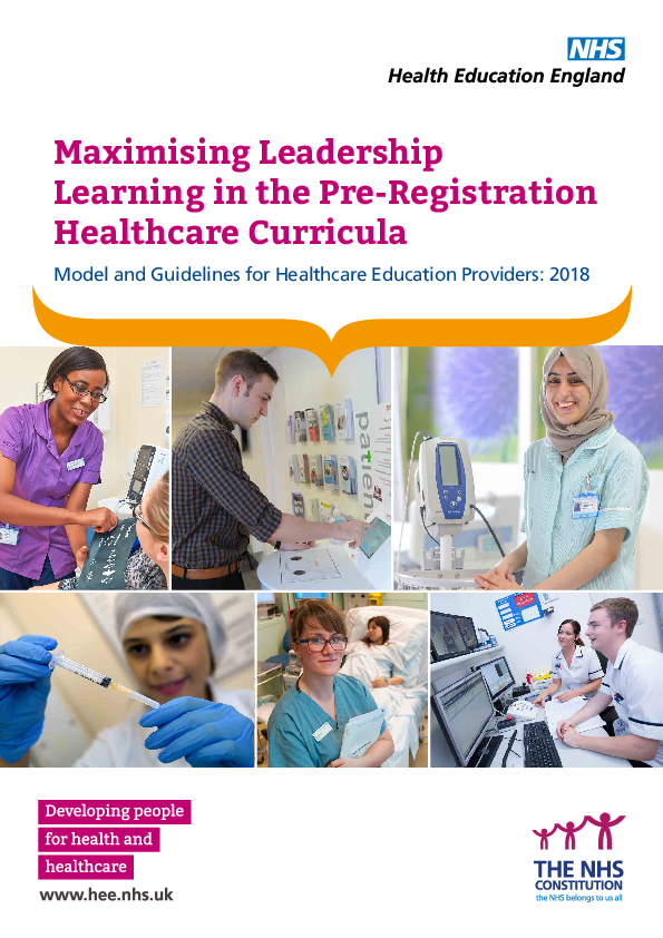 (PDF) Maximising Leadership Learning in the Pre-Registration Healthcare ...