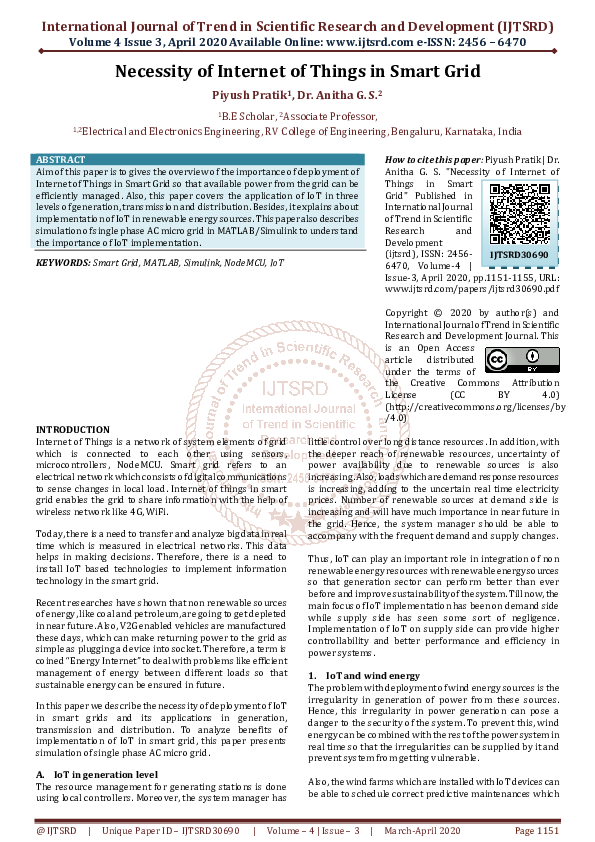 (PDF) Necessity of Internet of Things in Smart Grid