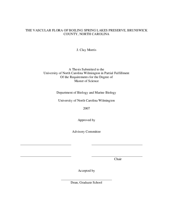 (PDF) The vascular flora of Boiling Spring Lakes Preserve, Brunswick