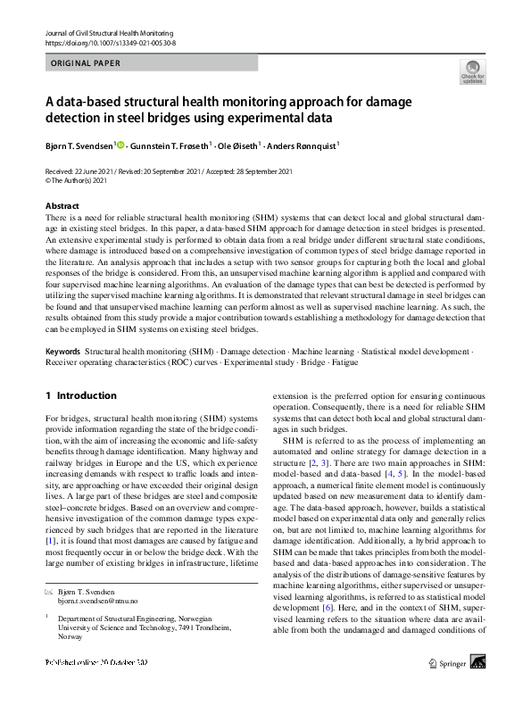 (PDF) A data-based structural health monitoring approach for damage ...