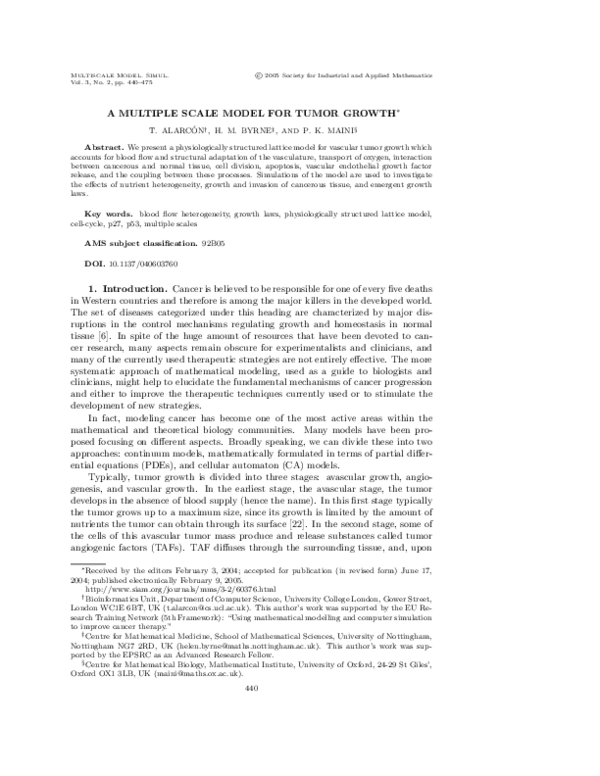 (PDF) A Multiple Scale Model for Tumor Growth