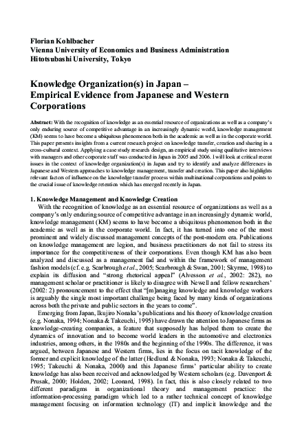 (PDF) Knowledge Organization(s) in Japan – Empirical Evidence from ...
