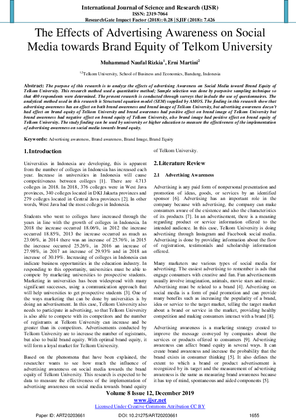 (PDF) The Effects of Advertising Awareness on Social Media towards ...