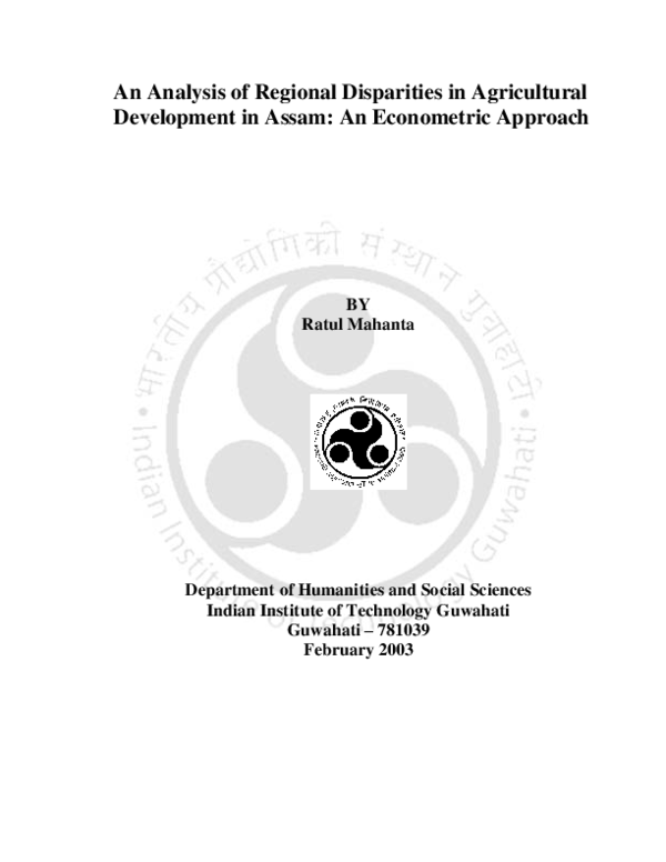 (PDF) An analysis of regional disparities in agricultural development ...