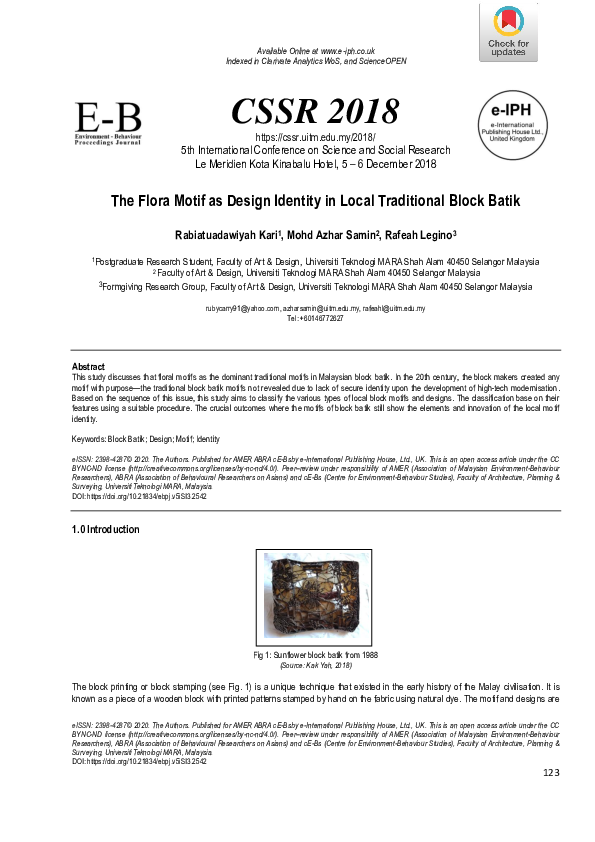 (PDF) The Flora Motif as Design Identity in Local Traditional Block Batik