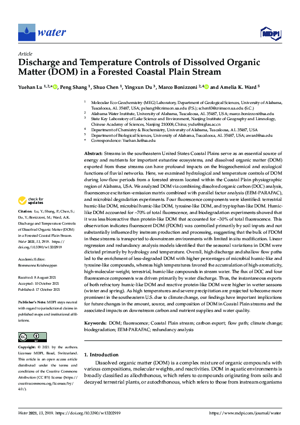 (PDF) Discharge and Temperature Controls of Dissolved Organic Matter ...