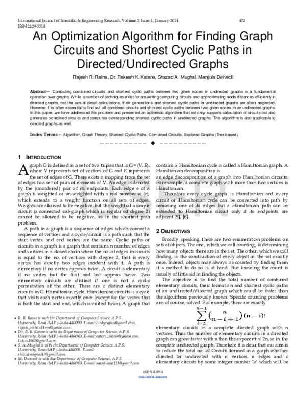 (PDF) An Optimization Algorithm for Finding Graph Circuits and Shortest ...