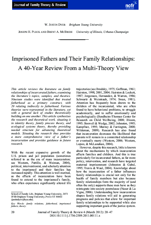 (PDF) Imprisoned Fathers and Their Family Relationships: A 40-Year ...