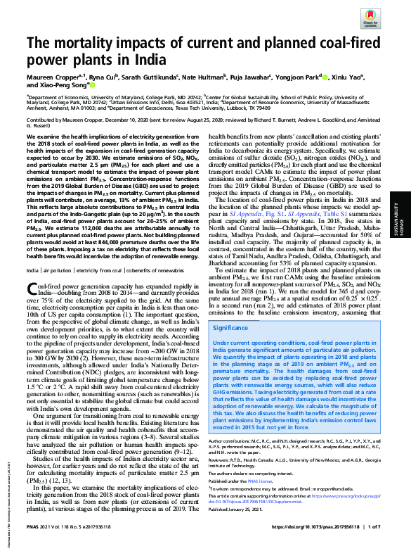 (PDF) The mortality impacts of current and planned coal-fired power ...
