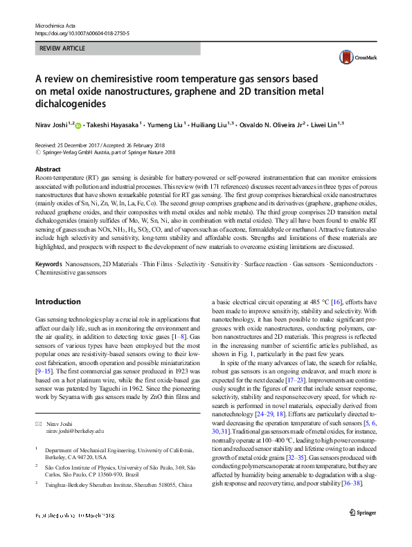 (PDF) A review on chemiresistive room temperature gas sensors based on ...