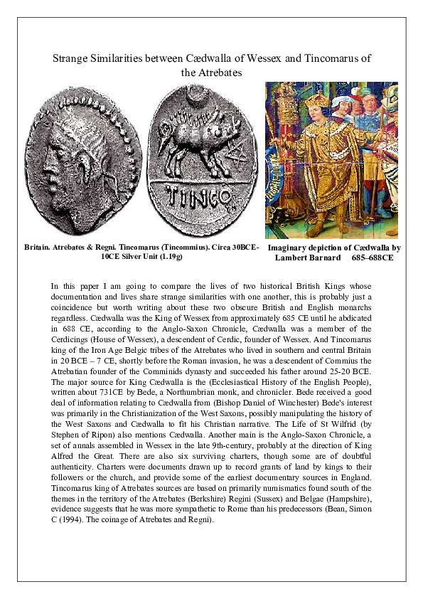 (DOC) Strange Similarities between Cædwalla of Wessex and Tincomarus of ...