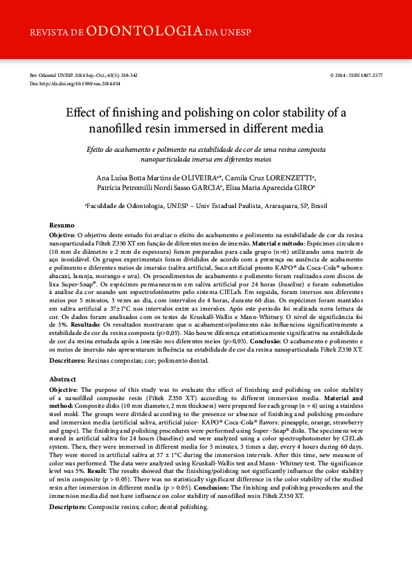 (PDF) Effect of finishing and polishing on color stability of a ...