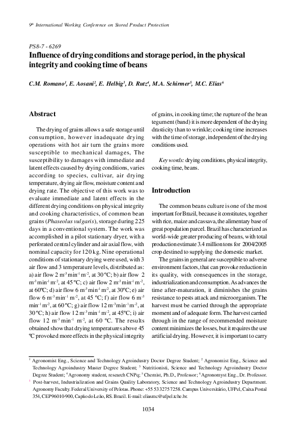 (PDF) Influence of drying conditions and storage period, in the ...