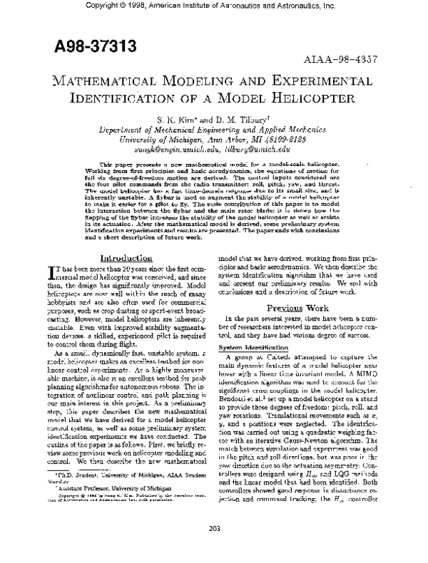 (PDF) Mathematical modeling and experimental identification of a model ...