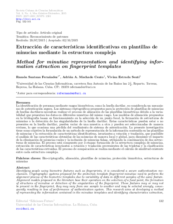(PDF) Method for minutiae representation and identifying information ...