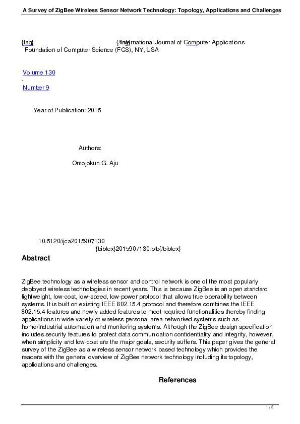 (PDF) A Survey of ZigBee Wireless Sensor Network Technology: Topology ...