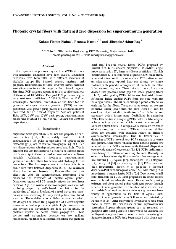 (PDF) Photonic crystal fibers with flattened zero dispersion for ...