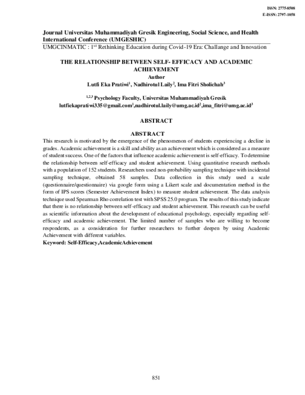 (PDF) The Relationship Between Self-Efficacy and Academic Achievement