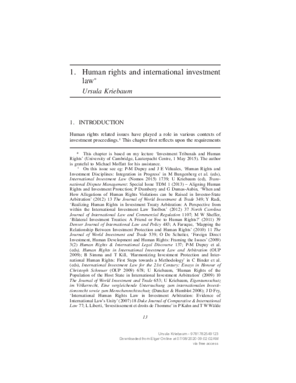 (PDF) Human rights and international investment law